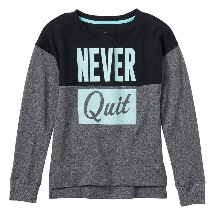 Girls 7-16 So&reg; Crewneck Graphic Pullover Top, Girl's, Size: 10, Black