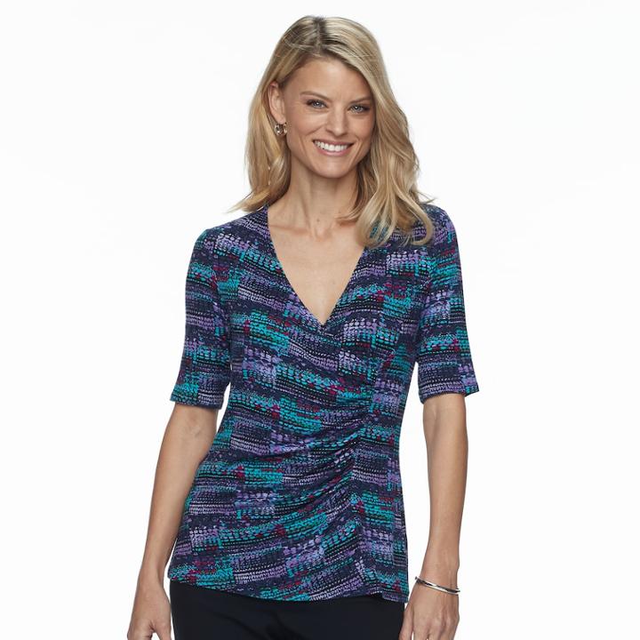 Petite Dana Buchman Faux-wrap Top, Women's, Size: Xl Petite, Med Purple