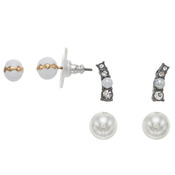 Simply Vera Vera Wang Simulated Pearl Stud Earring Set, Women's, White