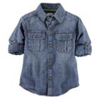 Boys 4-8 Carter's Roll-tab Woven Denim Button-down Shirt, Boy's, Size: 6, Blue Other