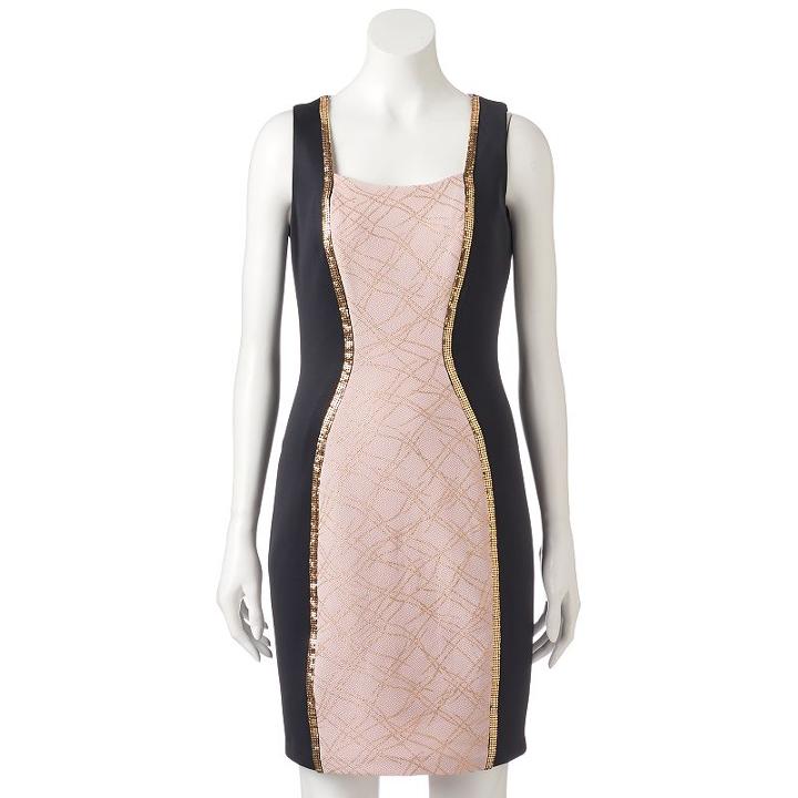 Women's Jax Metallic Colorblock Sheath Dress, Size: 12, Light Pink