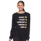 Junior's Emoji Days Of The Week Brushed Hatchi Pullover Top, Teens, Size: Xs, Oxford