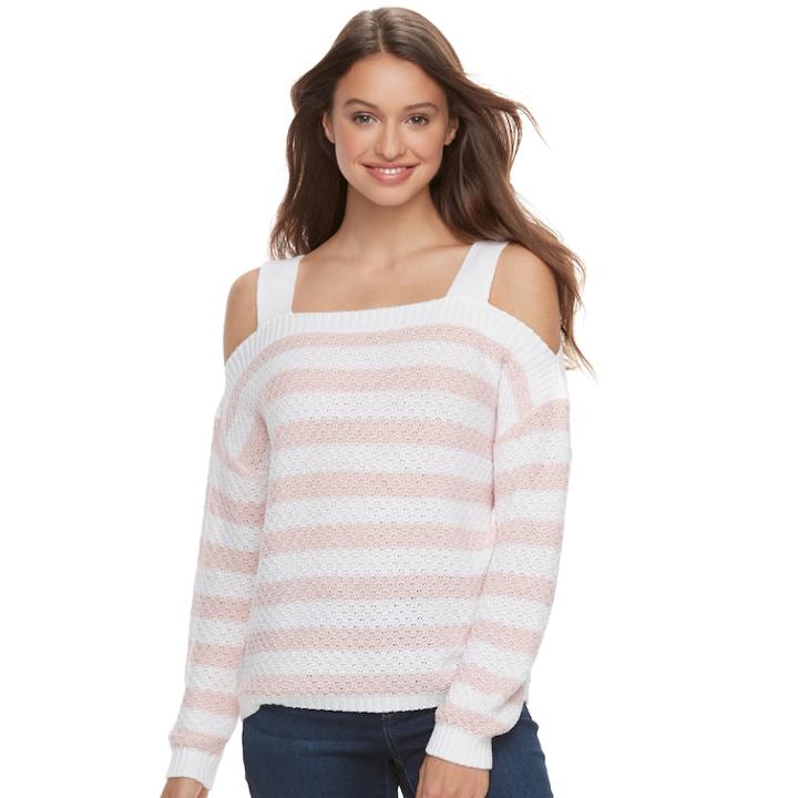 Juniors' So&reg; Cold-shoulder Long Sleeve Top, Teens, Size: Small, Light Pink