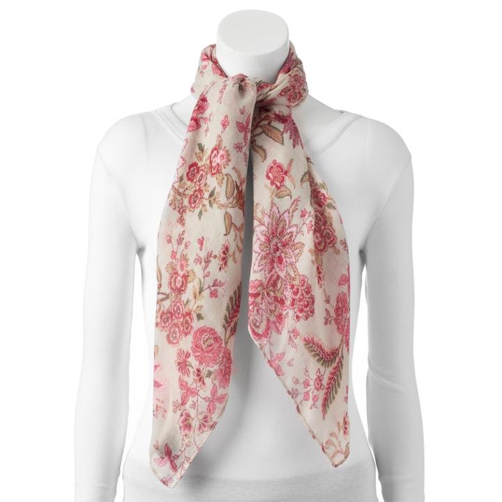 Women's Chaps Floral Square Scarf, Natural