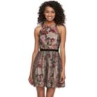 Juniors' Trixxi Floral Halter Skater Dress, Teens, Size: Medium, Light Pink