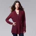 Women's Simply Vera Vera Wang Ribbed Cardigan, Size: Large, Red