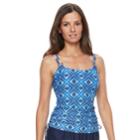 Women's Croft & Barrow&reg; D-cup Drawstring Tankini Top, Size: 10, Med Blue