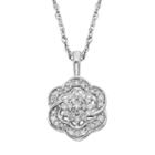 Sterling Silver 1/4-ct. T.w. Diamond Flower Pendant, Women's, Size: 18, White