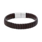 1913 Men's Striped Brown & Black Leather Bracelet, Size: 8.5, Multicolor