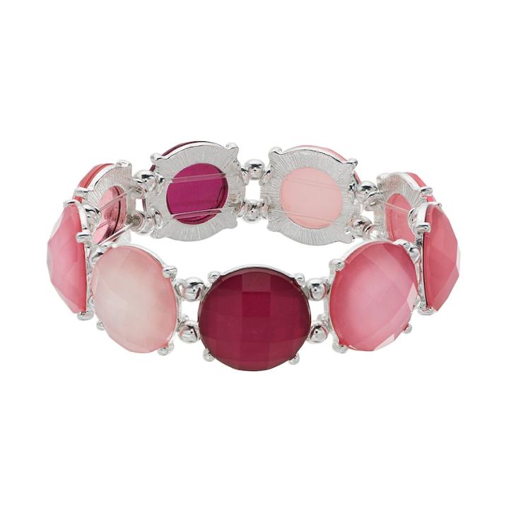 Round Stretch Shimmer Cab Bracelet, Women's, Pink