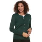 Women's Croft & Barrow Essential Cardigan Sweater, Size: Xs, Dark Green
