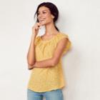 Women's Lc Lauren Conrad Love, Lauren Pleated Top, Size: Xl, Gold