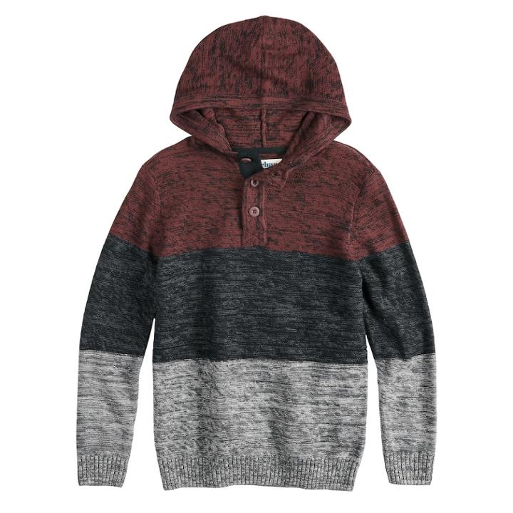 Boys 8-20 Urban Pipeline&trade; Henley Pull-over Hoodie Sweater, Size: Xl, Red