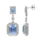 Siri Usa By Tjm Sterling Silver Simulated Blue Quartz And Cubic Zirconia Frame Drop Earrings, Women's