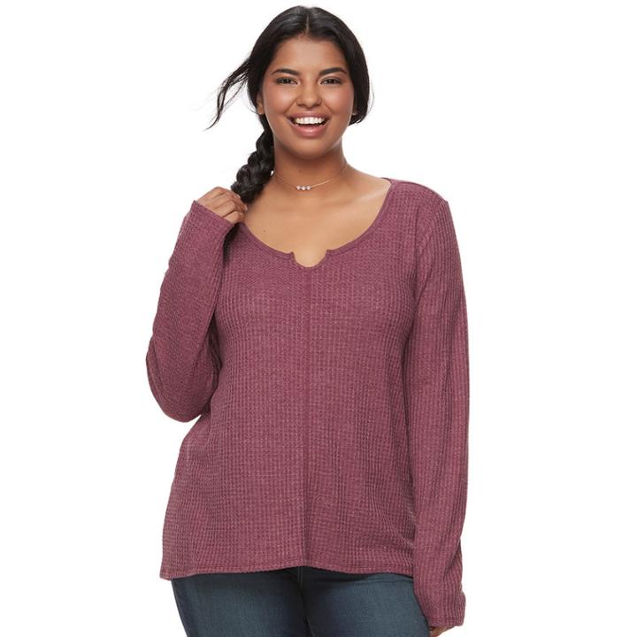 Plus Size Juniors' So&reg; Plus Waffle Swing Tee, Teens, Size: 1xl, Red