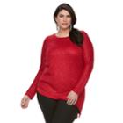 Plus Size Apt. 9&reg; Asymmetrical Lurex Sweater, Women's, Size: 1xl, Red