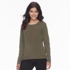 Petite Napa Valley Ribbed Crewneck Sweater, Women's, Size: Xl Petite, Dark Green