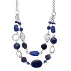 Blue Beaded Swag Necklace, Women's, Navy