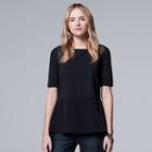 Women's Simply Vera Vera Wang Mixed-media Handkerchief Top, Size: Xs, Black