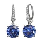 Lab-created Tanzanite And Cubic Zirconia Sterling Silver Drop Earrings, Women's, Blue