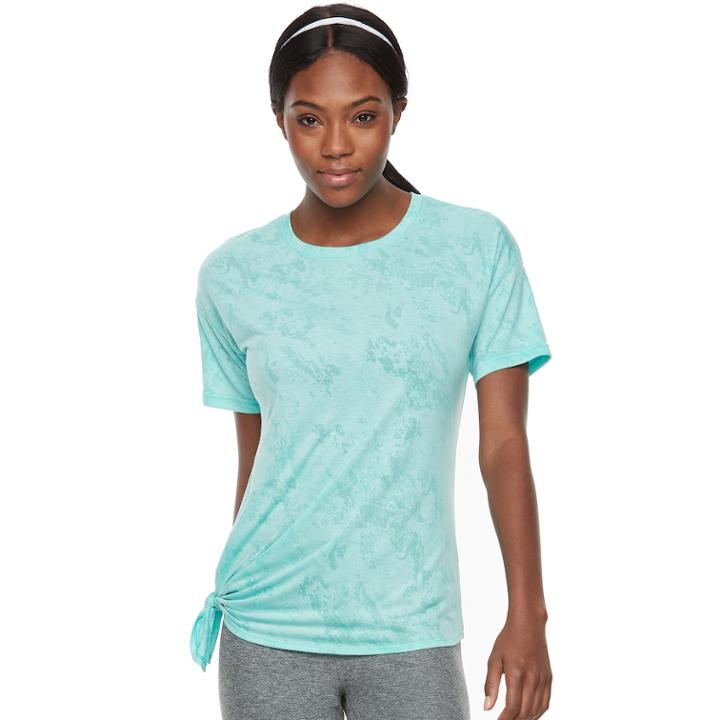 Women's Tek Gear&reg; Side Tie Tee, Size: Small, Turquoise/blue (turq/aqua)
