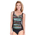 Women's Mazu Swim Ruched Twist-front Tankini Top, Size: 8, Black