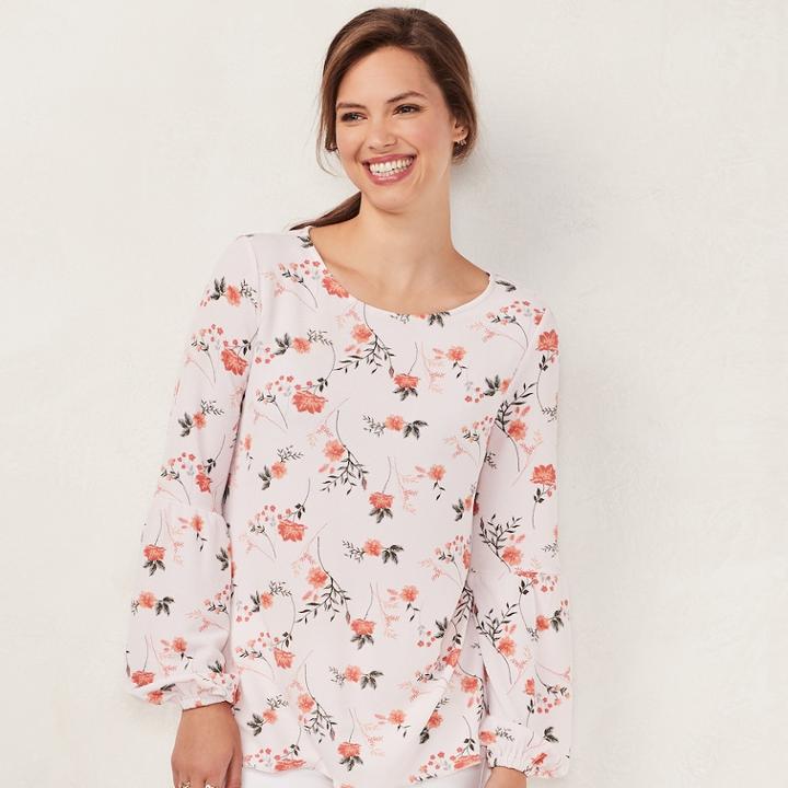 Women's Lc Lauren Conrad Blouson Sleeve Top, Size: Xs, White