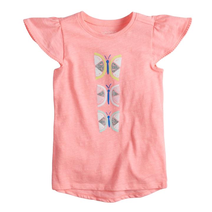 Girls 4-10 Jumping Beans&reg; Flutter Sleeve Printed Tee, Size: 4, Brt Pink