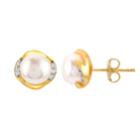 14k Gold Freshwater Cultured Pearl & White Topaz Earrings, Women's