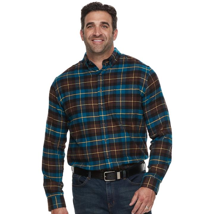 Big & Tall Croft & Barrow&reg; Regular-fit Flannel Woven Button-down Shirt, Men's, Size: Xxl Tall, Med Brown