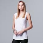 Women's Simply Vera Vera Wang Floral Jacquard Tank, Size: Small, White