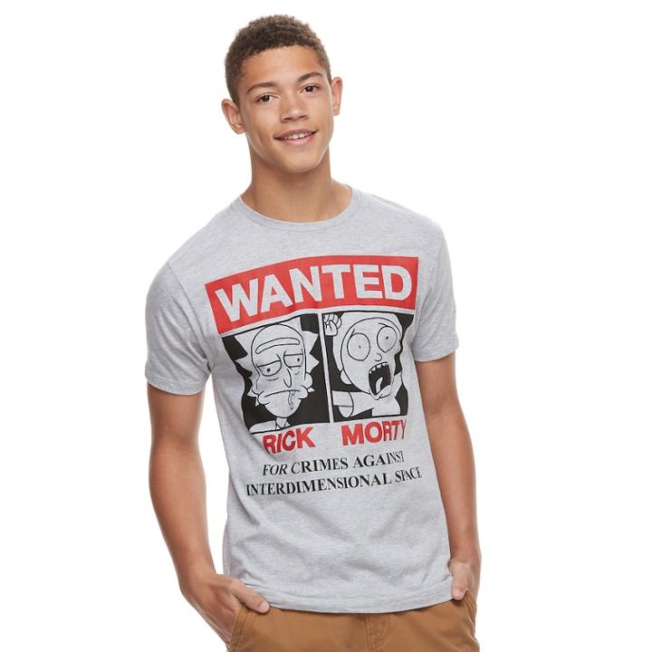 Men's Rick & Morty Wanted Tee, Size: Xl, Light Grey