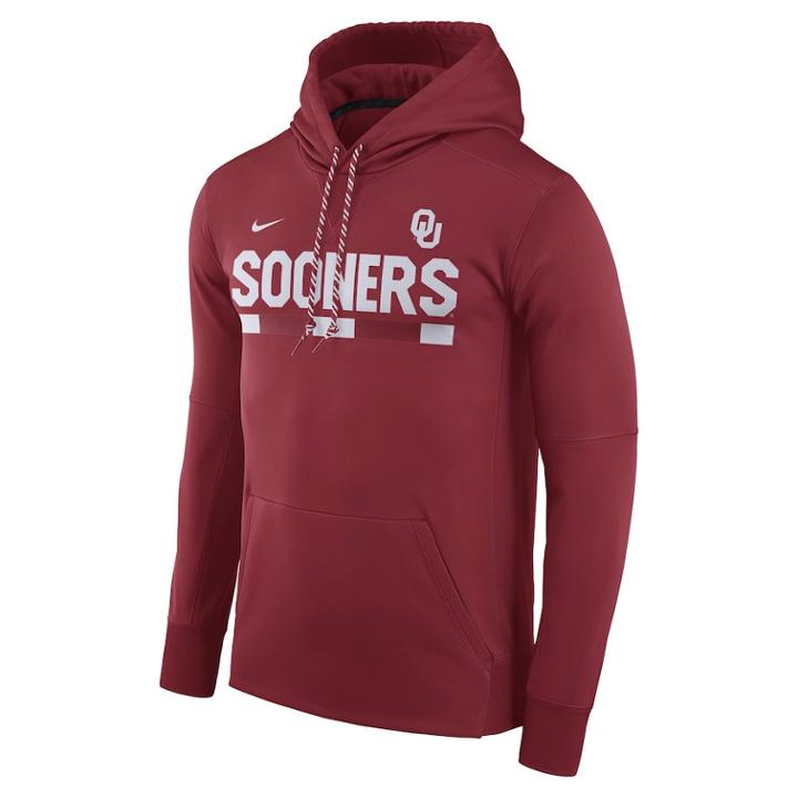 Men's Nike Oklahoma Sooners Therma-fit Hoodie, Size: Medium, Dark Red