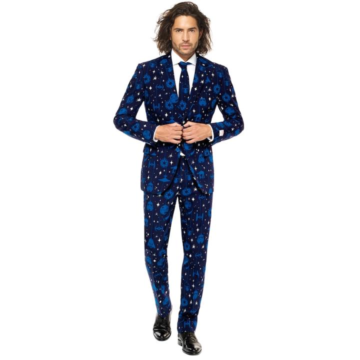 Men's Opposuits Slim-fit Star Wars Starry Side Novelty Suit & Tie Set, Size: 42 - Regular, Dark Blue