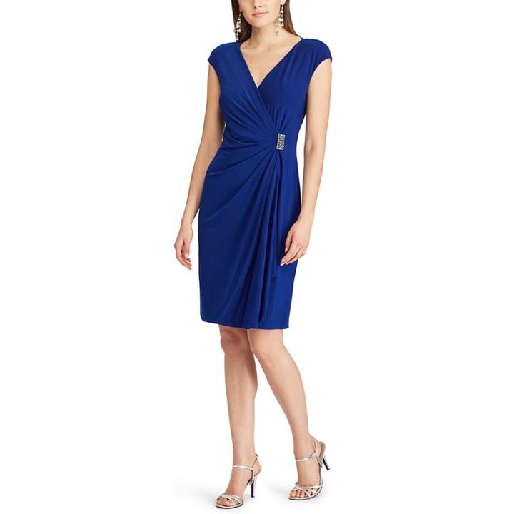 Women's Chaps Embellished Ruffle Sheath Dress, Size: Xl, Blue