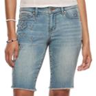 Juniors' Candie's&reg; Embroidered Star Jean Bermuda Shorts, Teens, Size: 9, Med Blue