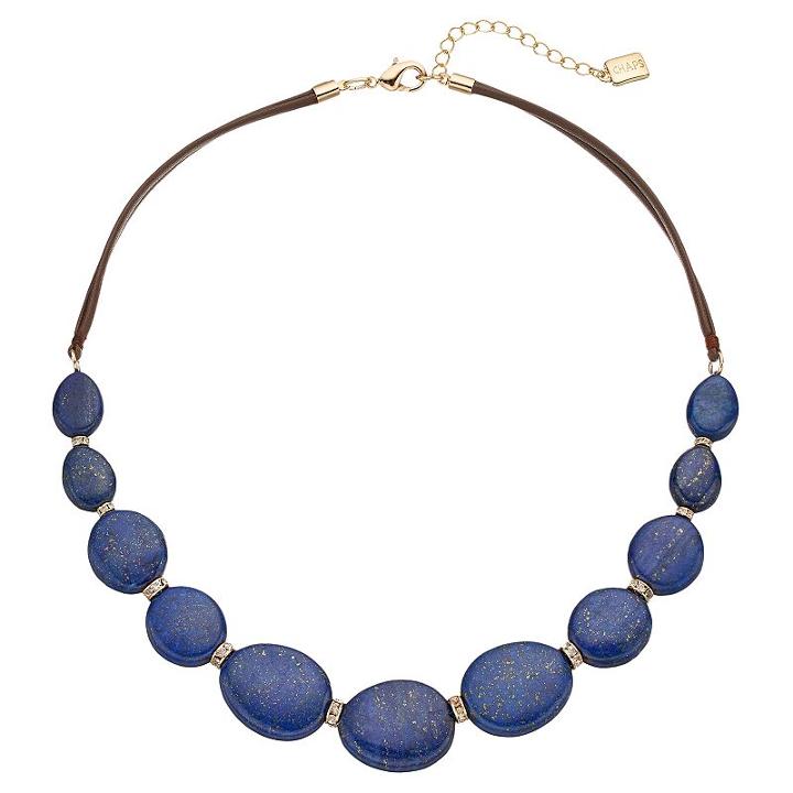 Chaps Graduated Stone Cord Necklace, Women's, Navy