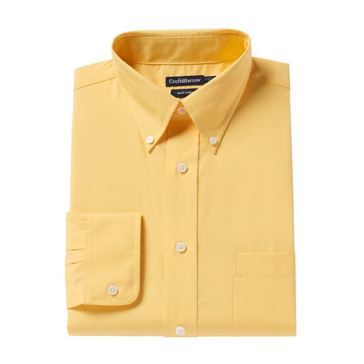 Big & Tall Croft & Barrow&reg; Easy Care Point-collar Dress Shirt, Men's, Size: 19 38/9b, Gold