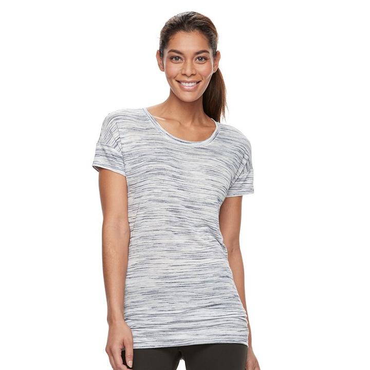 Petite Tek Gear&reg; Space-dye Ruched Crewneck Tee, Women's, Size: S Petite, Dark Blue