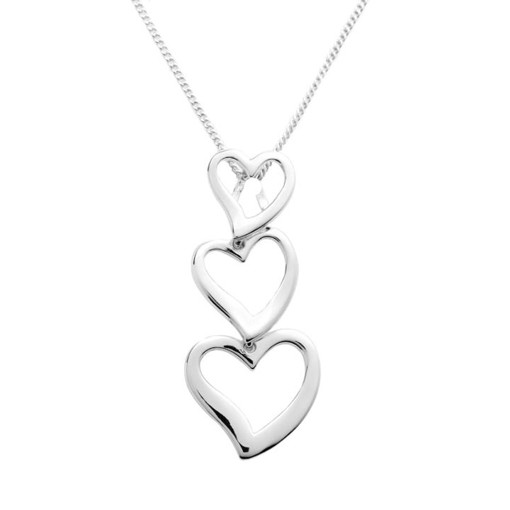 Sterling Silver Linear Heart Pendant, Women's, Multicolor
