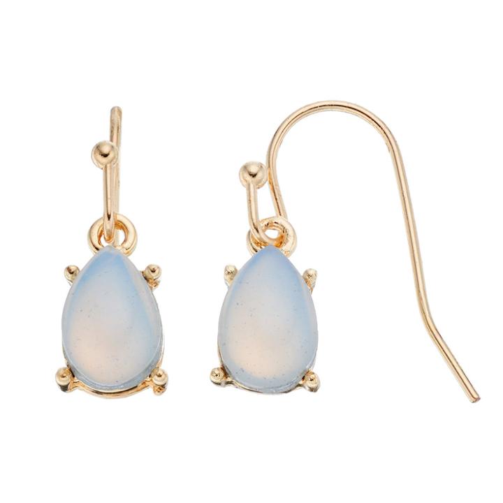 Lc Lauren Conrad Simulated Opal Cabochon Nickel Free Teardrop Earrings, Women's, White