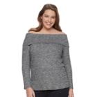 Plus Size Apt. 9&reg; Ribbed Off-the-shoulder Top, Women's, Size: 0x, Black