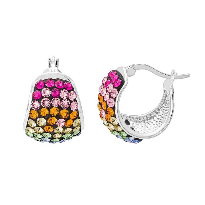 Crystal Radiance Rainbow Hoop Earrings, Women's, Multicolor