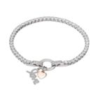 Dovetail Silver Plated Together Forever Cubic Zirconia Tennis Bracelet, Women's, Size: 7.5, White