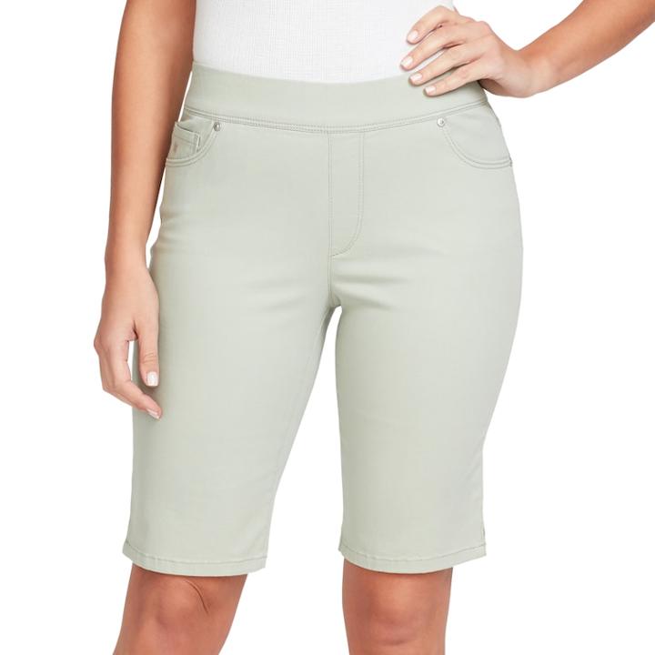 Women's Gloria Vanderbilt Avery Pull-on Bermuda Jean Shorts, Size: 4, Lt Green