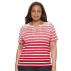 Plus Size Croft & Barrow&reg; Lace-up Tee, Women's, Size: 1xl, Med Red