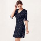 Women's Lc Lauren Conrad Print Fit & Flare Dress, Size: Large, Dark Blue
