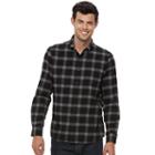 Men's Apt. 9&reg; Modern-fit Plaid Brushed Flannel Button-down Shirt, Size: Small, Black