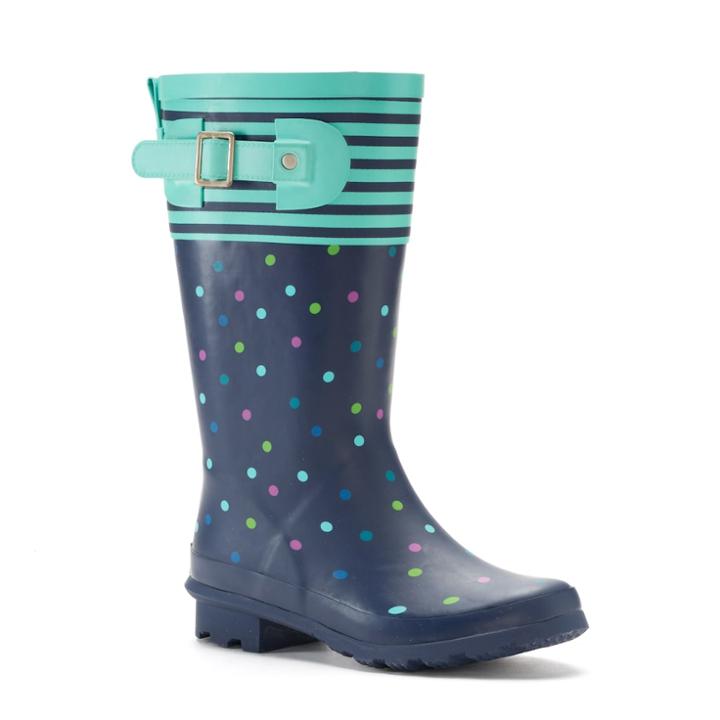 Western Chief Classic Dazzling Dots Girls' Tall Waterproof Rain Boots, Size: 12, Med Blue