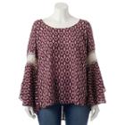 Juniors' Plus Size Heartsoul Bell-sleeve Peasant Top, Teens, Size: 1xl, Red Other